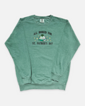 Green hoodie with All Booked for St. Patrick's Day text and stacked books graphic with a glitter green clover on top