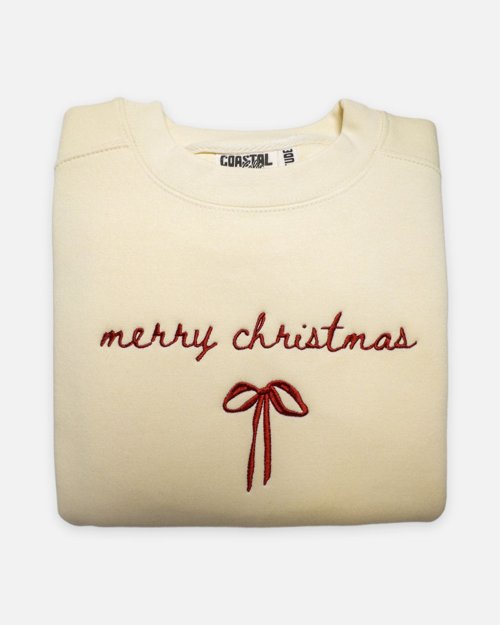 Merry Christmas Bow Embroidered Sweatshirt