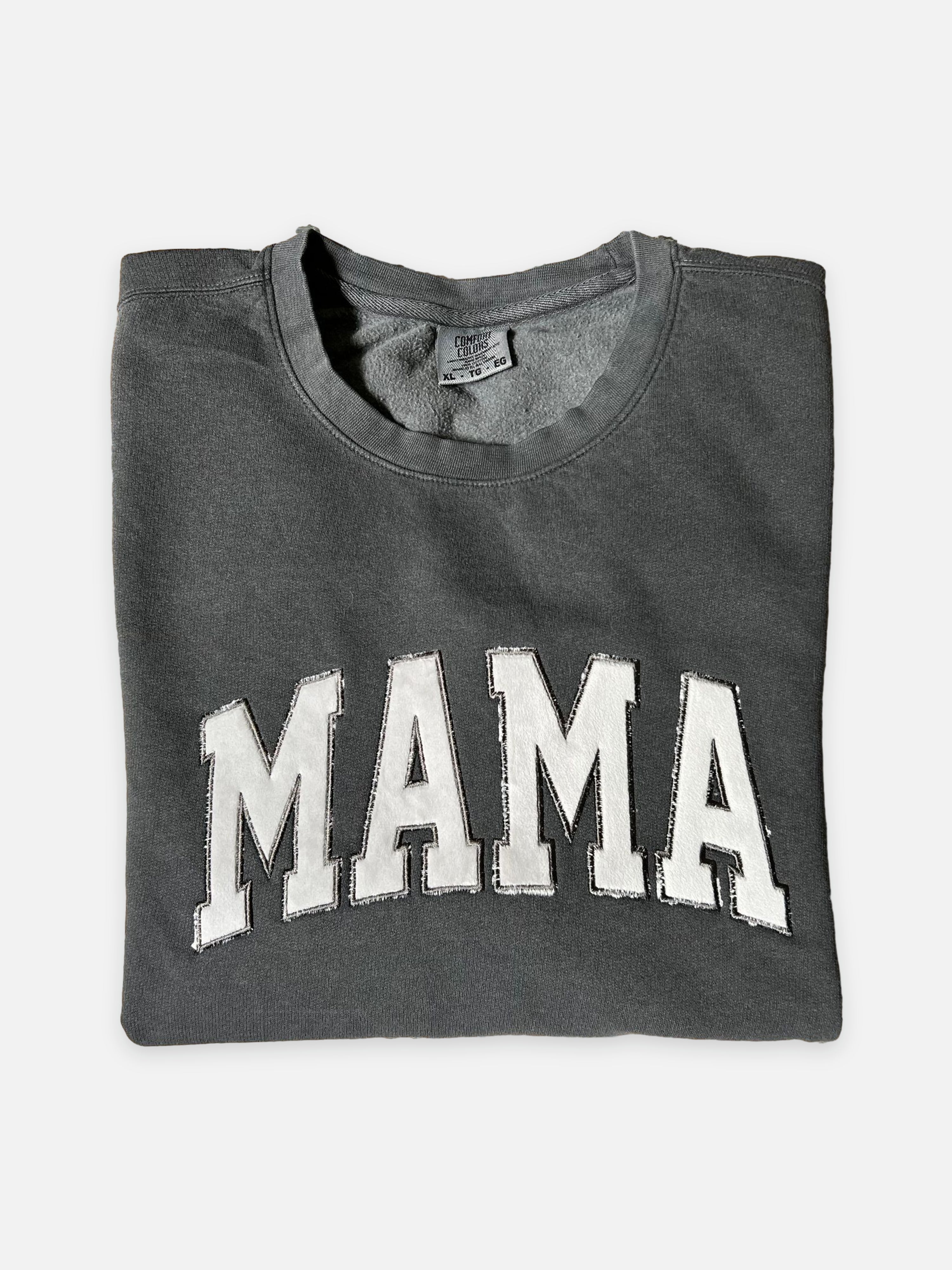 MAMA Mochi Minky Embroidered Crew Neck Sweatshirt