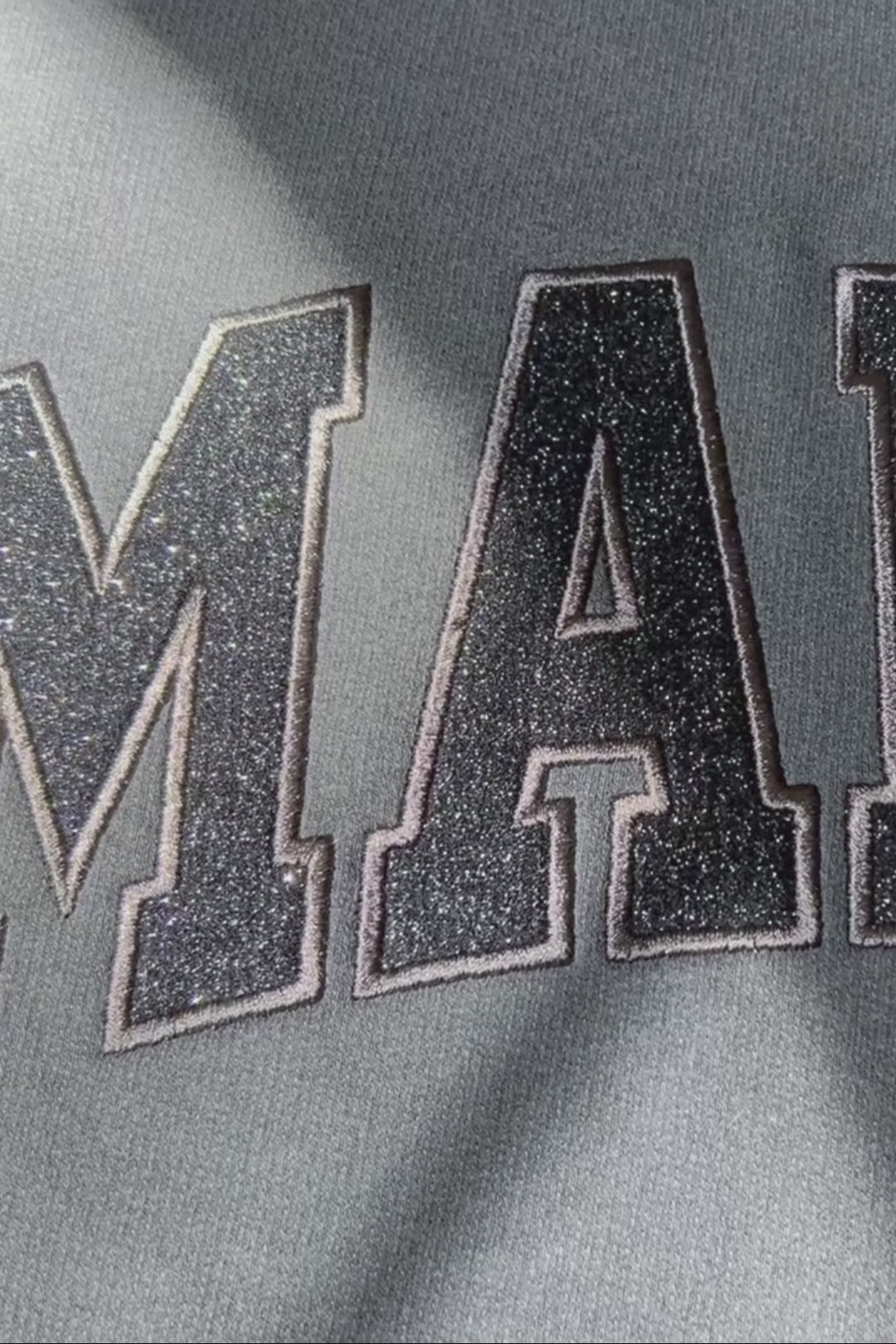 MAMA Black Glitter Embroidered Crew Neck Sweatshirt