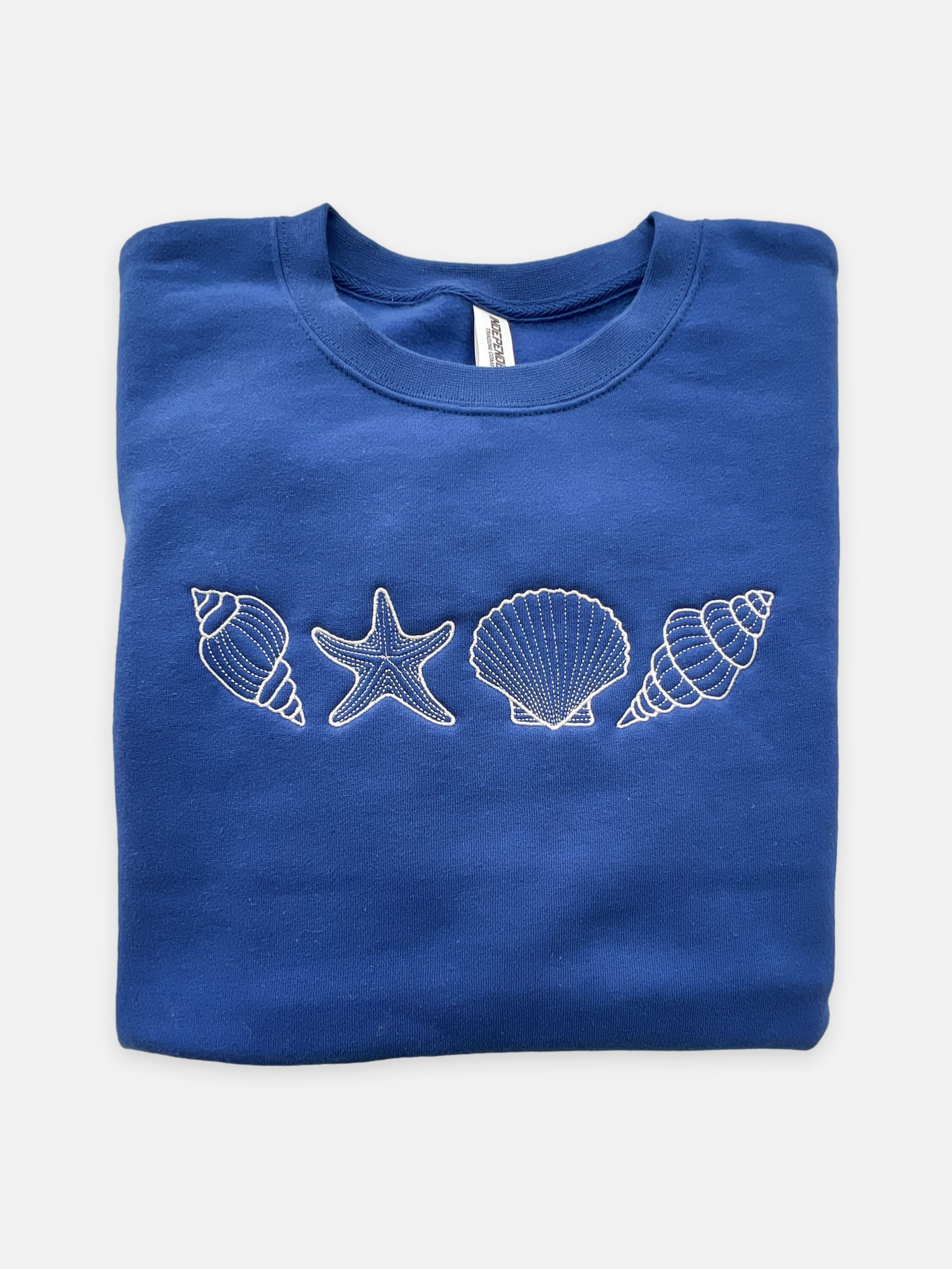 Seashells Embroidered Crew Neck Sweatshirt
