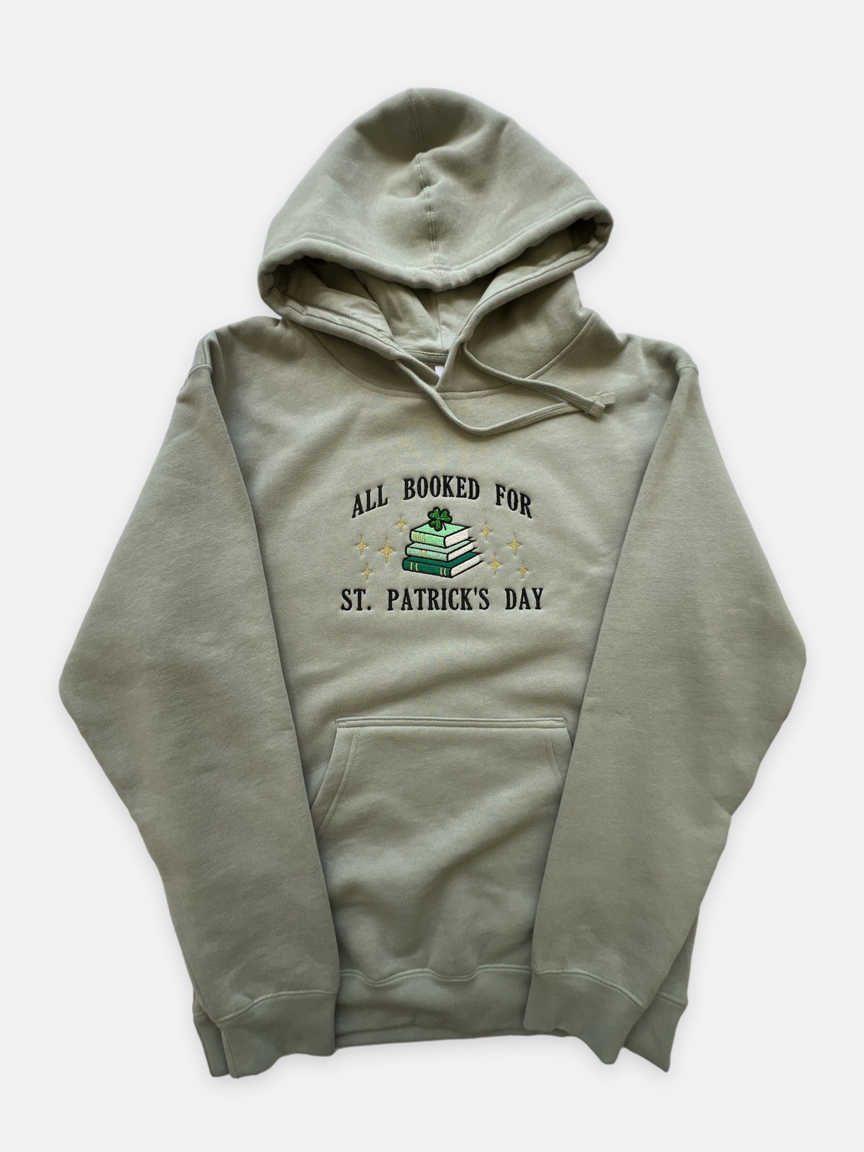 All Booked for St. Patrick's Day Embroidered Hoodie